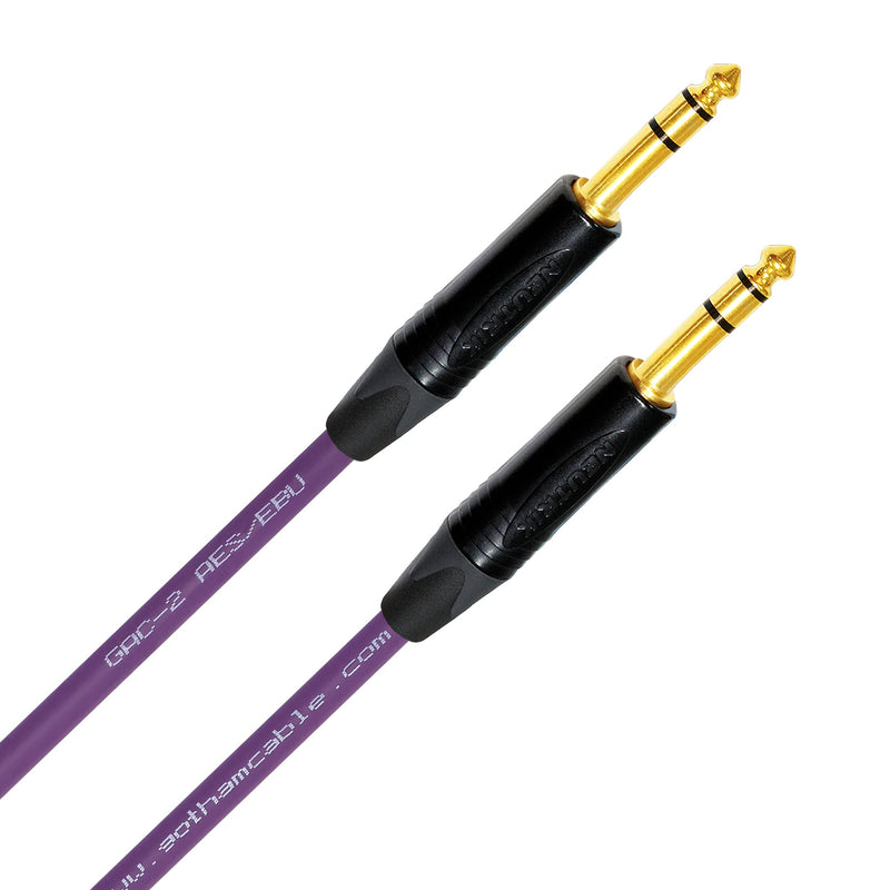 WORLDS BEST CABLES 6 Foot - Gotham GAC-2 AES/EBU (Purple) – Low-Loss, 2xCore 2xShielded Balanced Digital & Analog Audio Cable w/Neutrik NP3X-B ¼ Inch (6.35mm) TRS Plugs - Custom Made