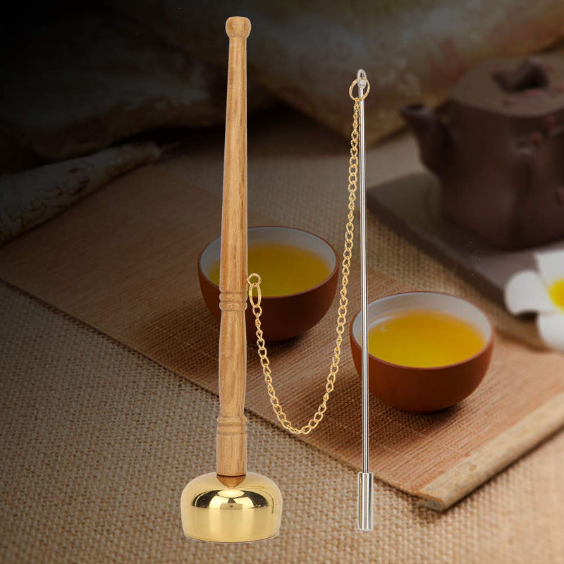 Hand Bell, Meditation Prayer Bells Buddhism Wooden Handle Brass Hand Bell Singing Scripture Implement Buddhist Supplies