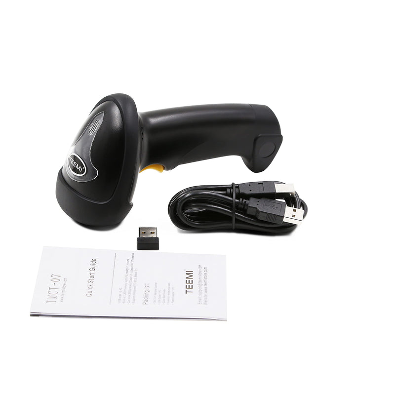[AUSTRALIA] - TEEMI Wireless Barcode Scanner Handheld Automatic 1D Laser Rechargeable Bar Code Reader USB Plug and Play with 2.4G Receiver for Windows PC Mac OS Linux (No Stand) No stand 