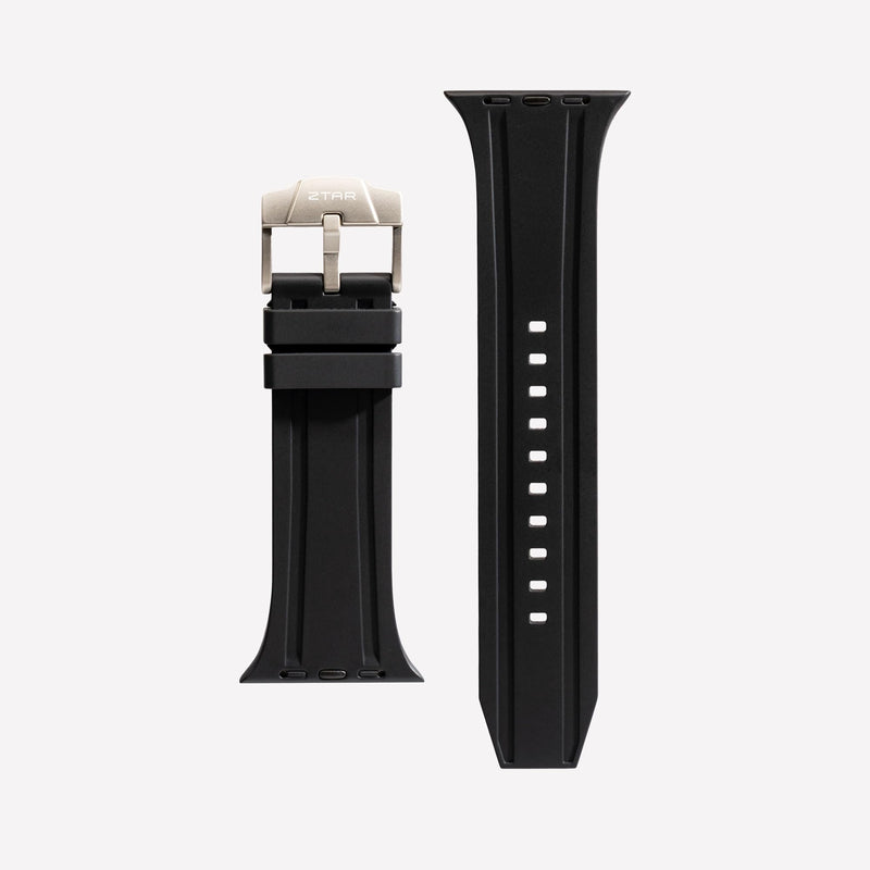 ZTAR Watch Strap Band for Apple Watch Ultra iWatch 2/1 Series 9/8/7/6/5/4/3/2/1/SE 49MM/45MM/44MM/42MM Premium FKM Rubber Dust Free Sport Durability Resilience Waterproof Strap Wristbands Replacement Men Women - PALADIN BLACK