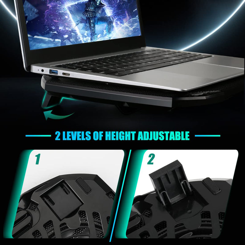 Laptop Cooling Pad, Gaming Laptop Cooler with 2 Quiet Big Fans, RGB 7 Color Light Change, Portable USB Laptop Stand 11 to 15.6 Inch, Slim and Easy Carry Working Study Outdoor Travel, 2020