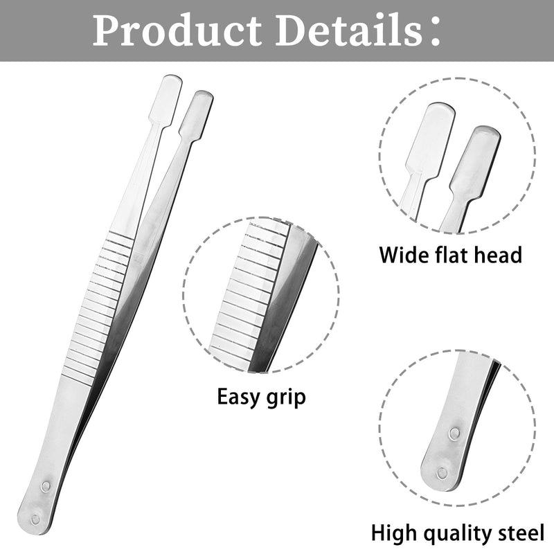 [AUSTRALIA] - JJUNW Pack of 2 Stamp Tweezers, Stainless Steel Flat Wide Tweezers, Universal Tweezers, Stamp Tweezers, Philately Collector's Tools for Stamps, Documents, Photo Development 