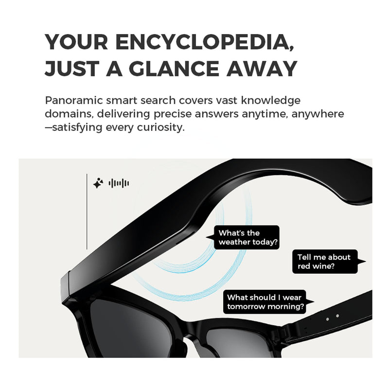 AI Smart Glasses, 5MP HD Camera Glasses, Real Time 26 Languages Translator, ChatGPT, Open Ear Audio, Stylish Frame for Women Men, Voice Assistant Sunglasses