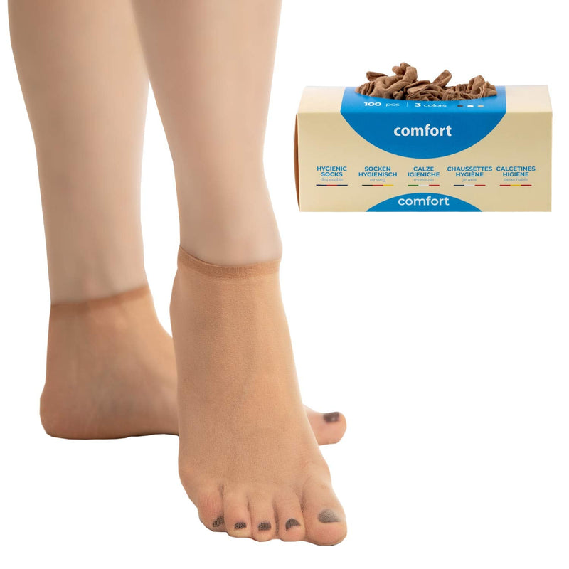 Refill 500pcs Disposable Hygienic Try On Socks, Comfort Line, Unisex, One Size Beige
