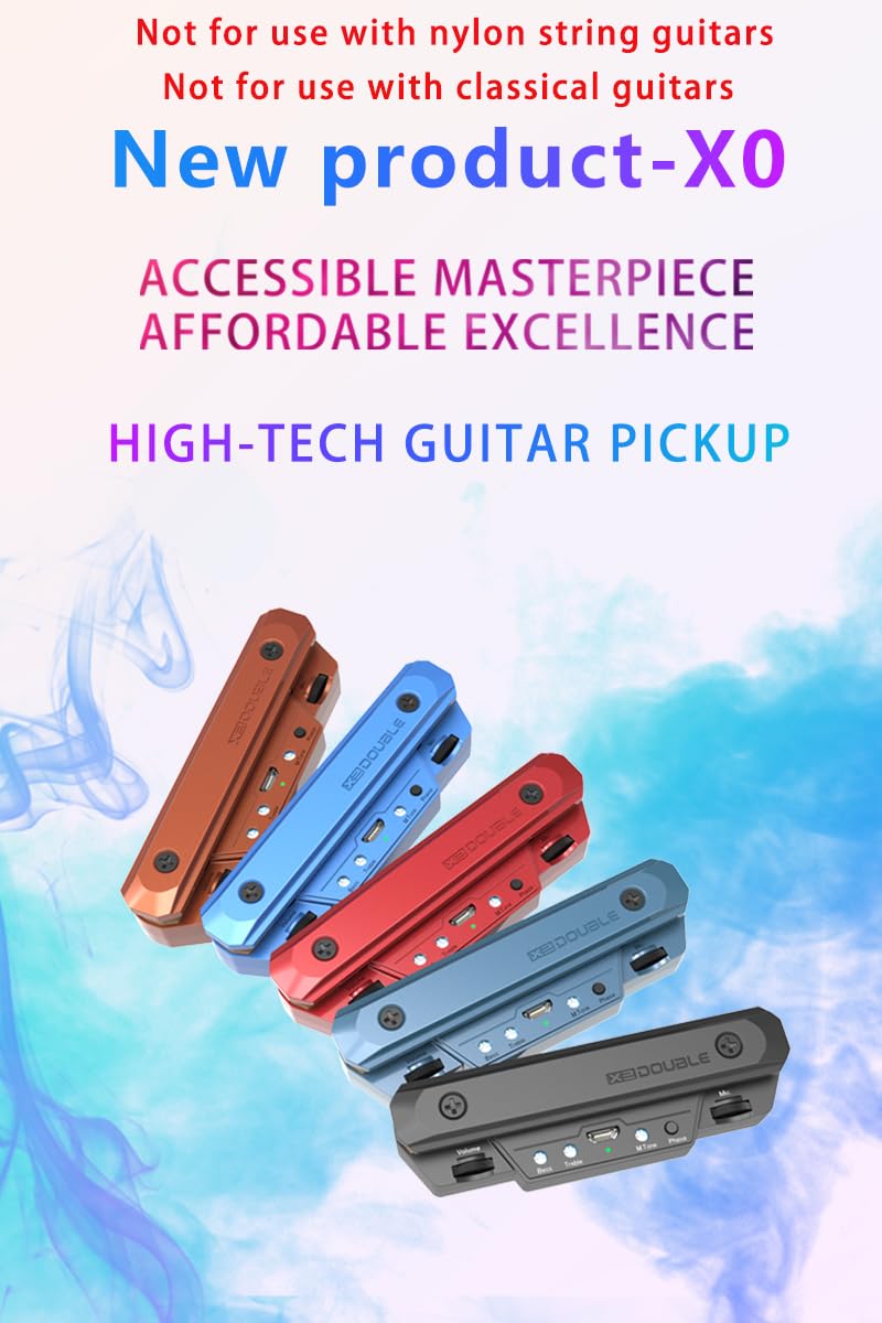 Acoustic Guitar-Pickup Authentic-Clear High-fidelity Stable Long - Lasting,X2 Double X0 pickup,BLACK