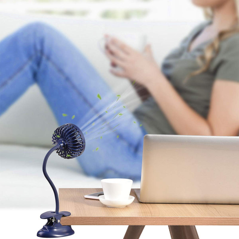 Clip on Fan Usb Fan mini Fan Battery Operated Desk Fan with Emergency Power Bank, USB Clip Fan Rechargeable Personal Fan Flexible Neck 3 Speeds Great for Beach Car Camping Dorm Bed Office