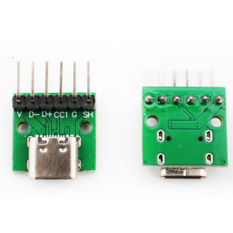 [AUSTRALIA] - RUNCCI-YUN Pack of 10 USB C Breakout Board to DIP PCB Adapter Breakout Test Board with Curved, Pin 2.54 mm Pitch, 16 Pin 3.1 Type C to 6P DIY Converter 
