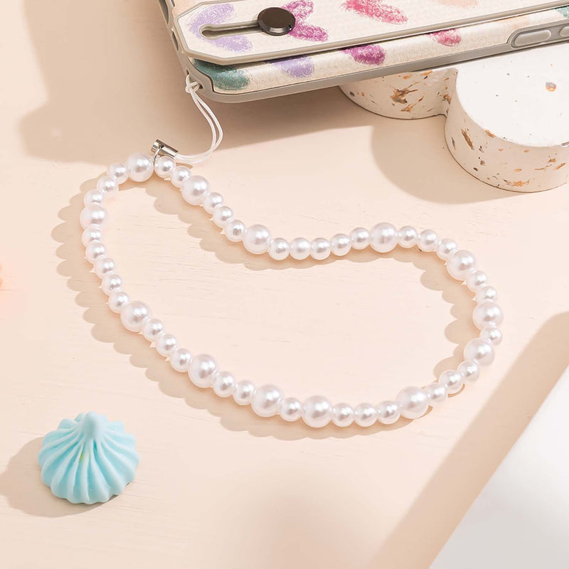 Beaded Phone Charms Lanyard Strap Girly Style Fixed Beads Pearls Lanyards PH-fb-33