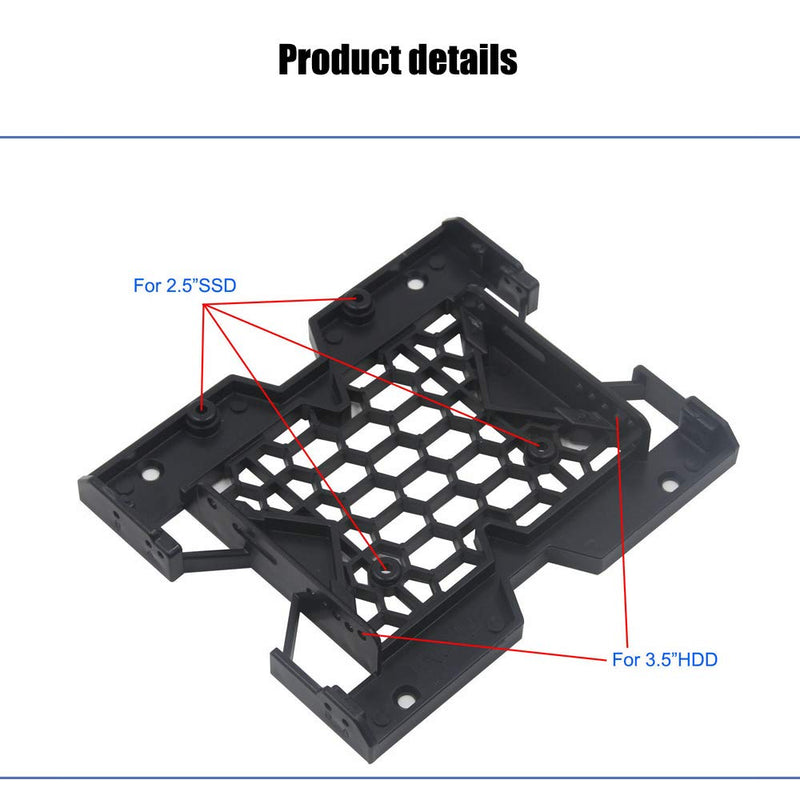 KOOBOOK 2Pcs 5.25" to 3.5" 2.5" SSD HDD Tray Caddy Case Adapter Hard Disk Drive Bays Holder Cooling Fan Mounting Bracket for PC