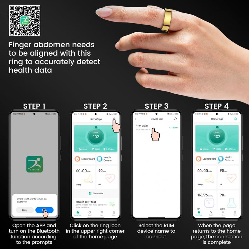 Smart Ring Fitness Tracker, Sleep & Health Monitoring Ring with Heart Rate Blood Oxygen, IP68 Waterproof Activity Tracker for Men Women Android iOS - No Subscription