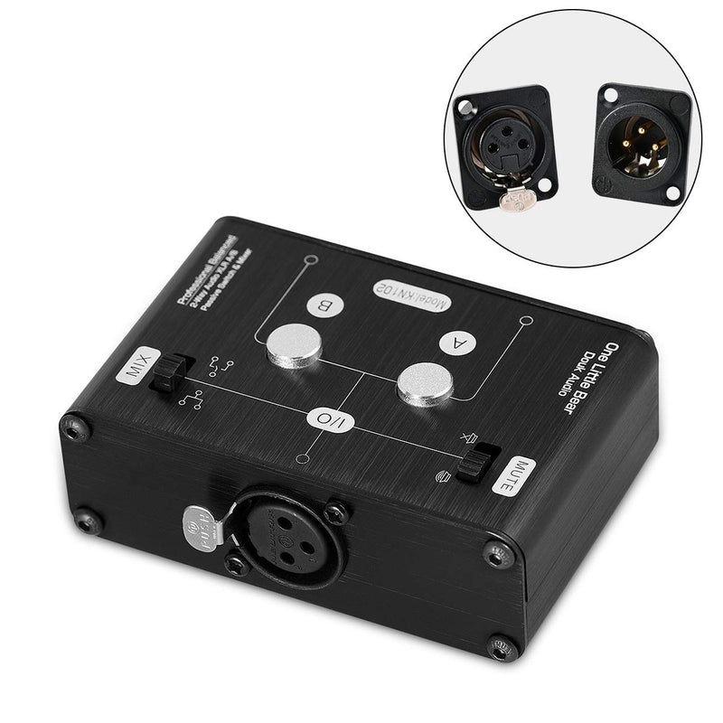 [AUSTRALIA] - 2 Way XLR Balanced Stereo Audio Switcher Passive A/B Mini Switch Box Mixer Sound Splitter (KN102, 1-IN-2-OUT) KN102-1-IN-2-OUT 