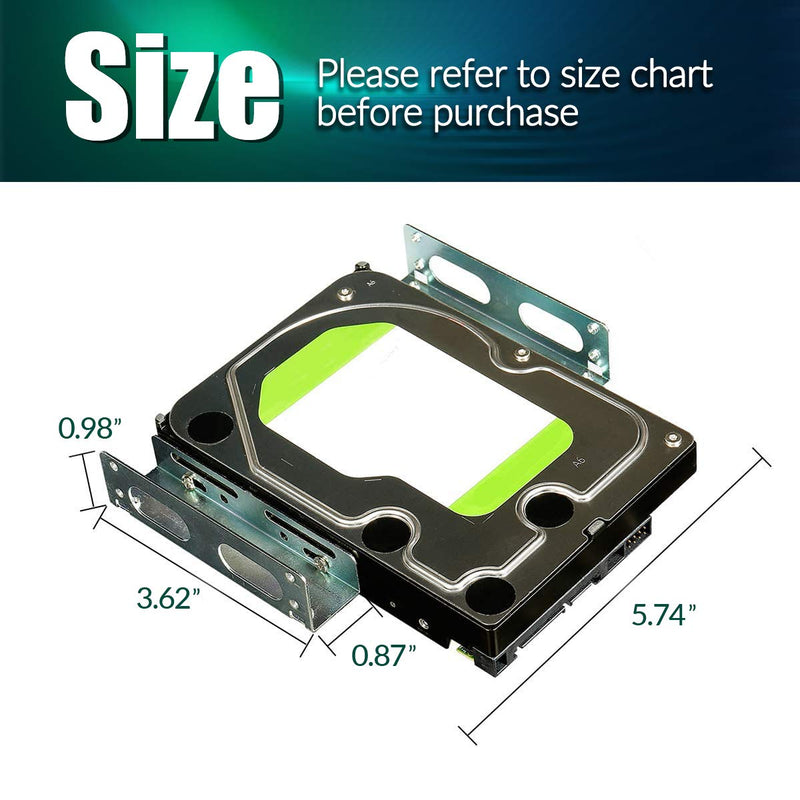 2 Pack HDD Hard Drive Metal Mounting Bracket Adapter, Convert Any 3.5 in HDD Into One 5.25 in Drive Bay 2Pack x3.5 HDD/SSD to 5.25 Metal