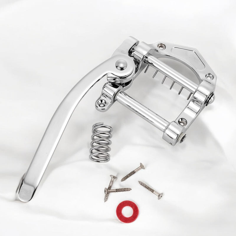 Swhmc Tremolo Bridge for Electric Guitar, Chrome Plated Vibrato Tailpiece with Roller Bar, Replacement for Telecaster SG LP Flat Top Body, Hardtail Bridge Upgrade