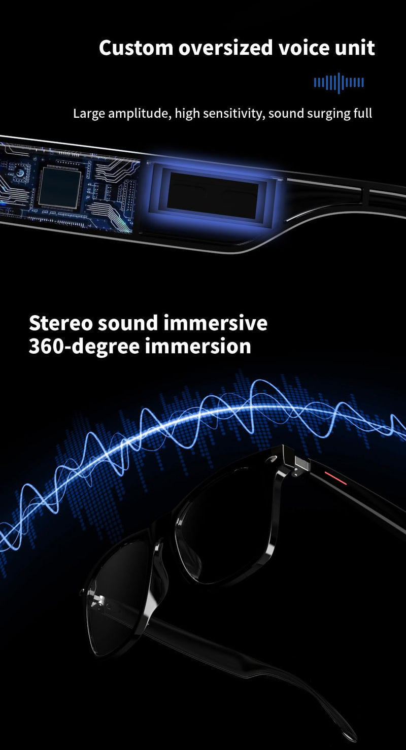 Bluetooth Glasses,Wireless Bluetooth Smart Audio Glasses,Smart Glasses for Indoor and Outdoor Entertainment for Men/Women