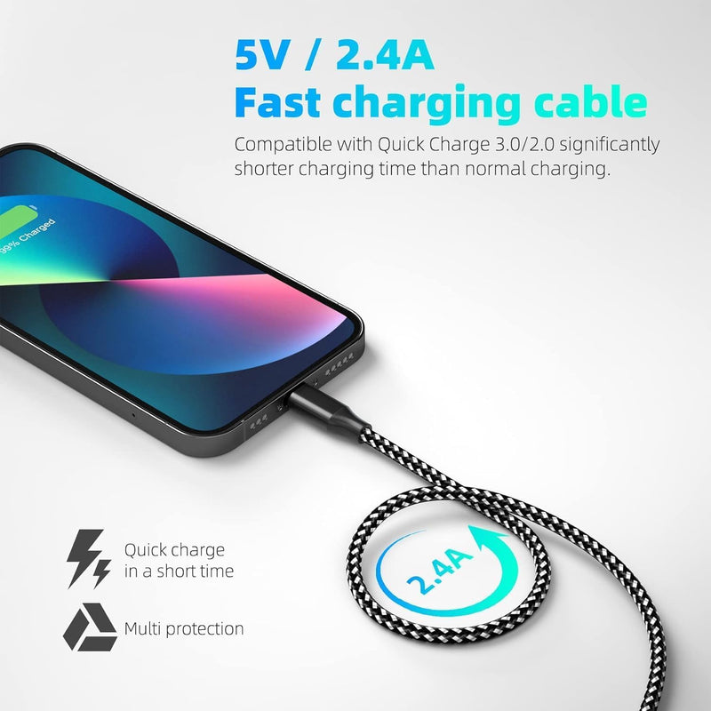 [AUSTRALIA] - iPhone Charger,3 Pack 10 FT iPhone Charger Fast Charging Cord Apple MFi Certified Lightning Cable Nylon Braided Compatible with iPhone 14 13 12 11 Pro Max XR XS X 8 7 6 Plus SE iPad and More 