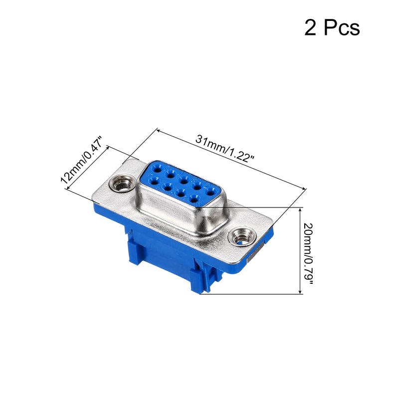 [AUSTRALIA] - QUARKZMAN D-Sub Connector DB9 IDC Crimp Connector Female 9 Pin 2 Row Female Serial Junction Box Breakout for Mechanical Equipment CNC Computer Pack of 2 