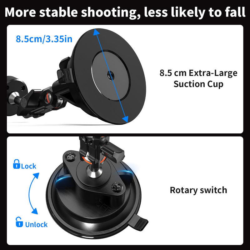 SOH Magnetic Suction Cup Car Phone Mount, 360° Rotation Stable Car Dashboard & Windshield Phone Holder Mount, Powerful Smartphones Suction Cup Car Holders Mount Hands Free for All Smooth Surface
