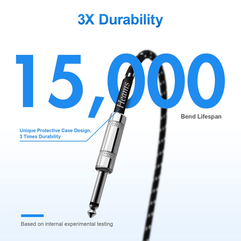 2 Pack Premium 10 FT Guitar Cable, 1/4 Inch Instrument Cable- Noise Free and Long-lasting Guitar Chord- AMP Cord for Bass, Electric Guitar, Electric Mandolin, Right Angle 10FT 2PK Right Angle to Straight Angle Black White