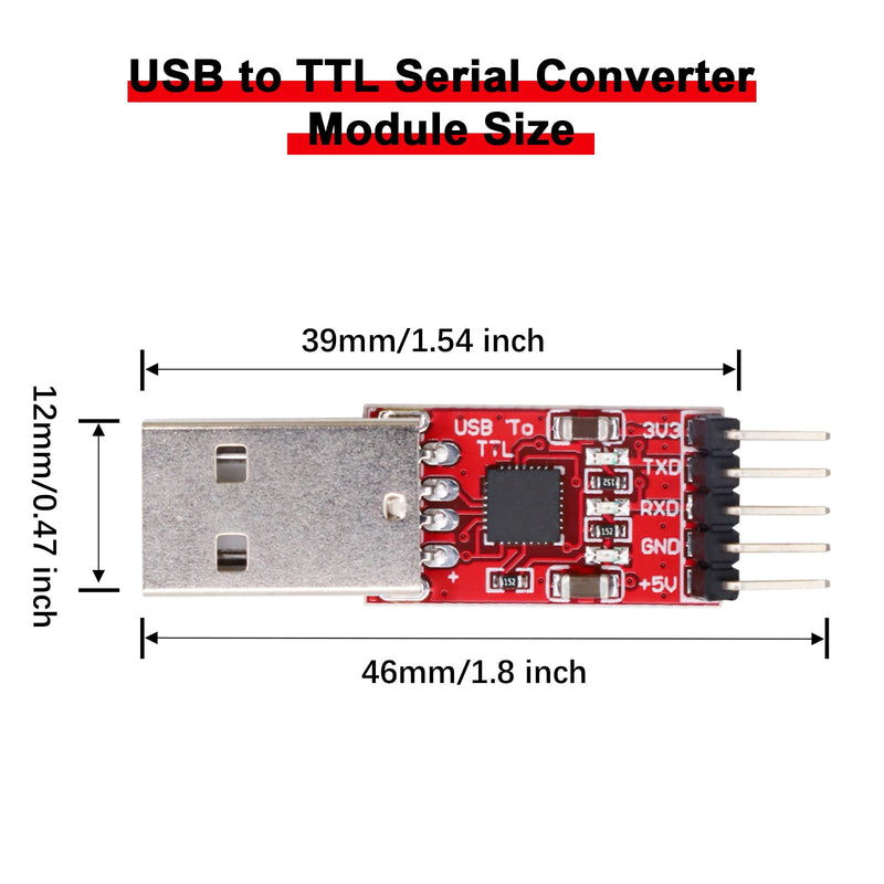 AYWHP CP2102 HW-598 USB to TTL Serial Converter Module UART USB TTL Adapter Converter for 3.3 V and 5 V with Jumper Cable Pack of 2