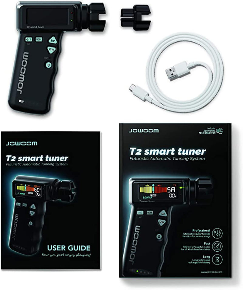 T2 Smart Guitar Tuner & Automatic Peg String Winder 2-in-1 Multi-functional String Instrument Tool for Guitars/Ukulele/Banjo/Mandolin