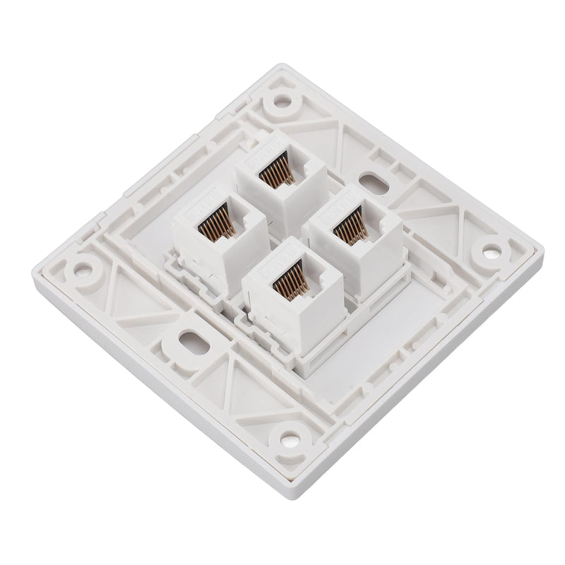 Ethernet Wall Plate 4 Port Cat 6 Ethernet Wall Socket Socket to Female Network Wall Plate Compatible with CAT5 CAT5E CAT6A Keystone Inline Coupler Wall Plate Devices