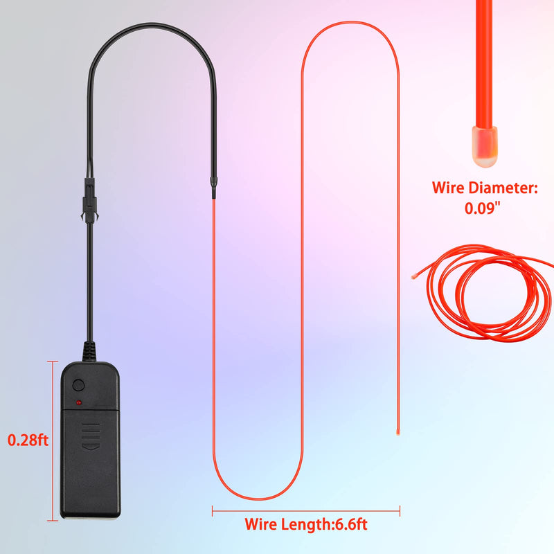 [AUSTRALIA] - Hortsun 15 Pack 7ft Neon Light El Wire Portable Cuttable Neon Glowing Battery Powered LED Lights Glow in The Dark with Battery Pack for Halloween Party 