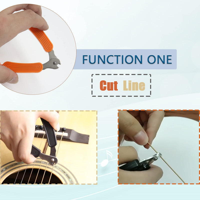 [AUSTRALIA] - 3Pcs Guitar String Cutter and Winder Tool, Acoustic Guitar Bridge Pin Remover Puller, 3-In-1 Guitar String Replace Tool for Guitar Mandolin Banjo orange 