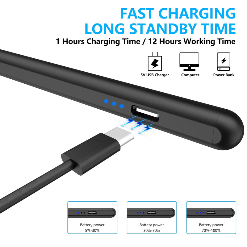Stylus Pen for iPad, Stylus Pencil for (2018-2022) Apple iPad Pro 2021 11/12.9 Inch, iPad 6/7/8th Generation, iPad Air 4th/3rd, iPad Mini 5th Gen, for iPad Accessories Magnetic Stylus Pen, Black