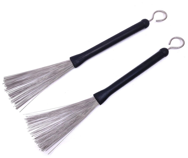 2Pair Drum Brushes Set 1 Pair Drum Wire Brushes, 1 Pair Retractable Nylon Drum Brushes with Comfortable Rubber Handles for Jazz Folk Drummer Playing Beginner Practicing