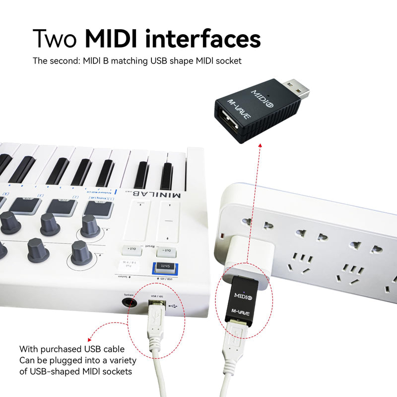 M-VAVE Wireless MIDI Transmission System Ultra Low Latency, USB Bluetooth Option for MIDI Controller Mac, iOS, Windows, 5-PIN DIN Interface Wireless MIDI Keyboard Instrument Synthesizer