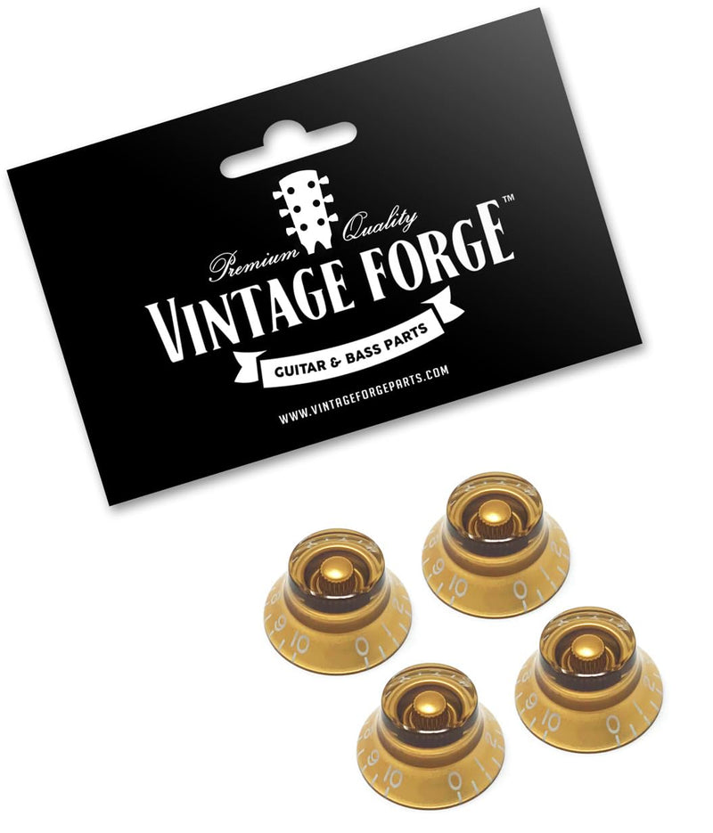 [AUSTRALIA] - Gold Top Hat Bell Knobs compatible with Gibson Les Paul Electric Guitar (Set of 4) Fits 24 Fine-Spline USA (Imperial) Split Shaft Pots Recessed RB24US-GLD4 Gold 