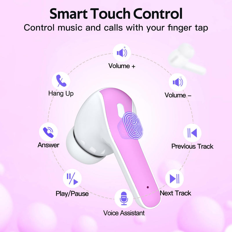 TAGRY 2 Sets X08 Sunset Pink and Black Bluetooth Headphones True Wireless Earbuds 60H Playback Ear Buds with Wireless Charging Case in-Ear Earbuds with Mic