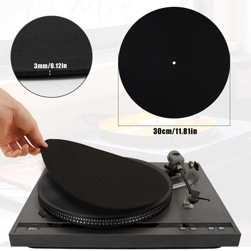 [AUSTRALIA] - 2pcs Record Player Mat, 12 Inch Anti-Slip & Anti-Static Felt Record Pad Turntable Slipmat Wool Turntable Platter Mat Record Player Protective Mat for Home Record Players (Black) 