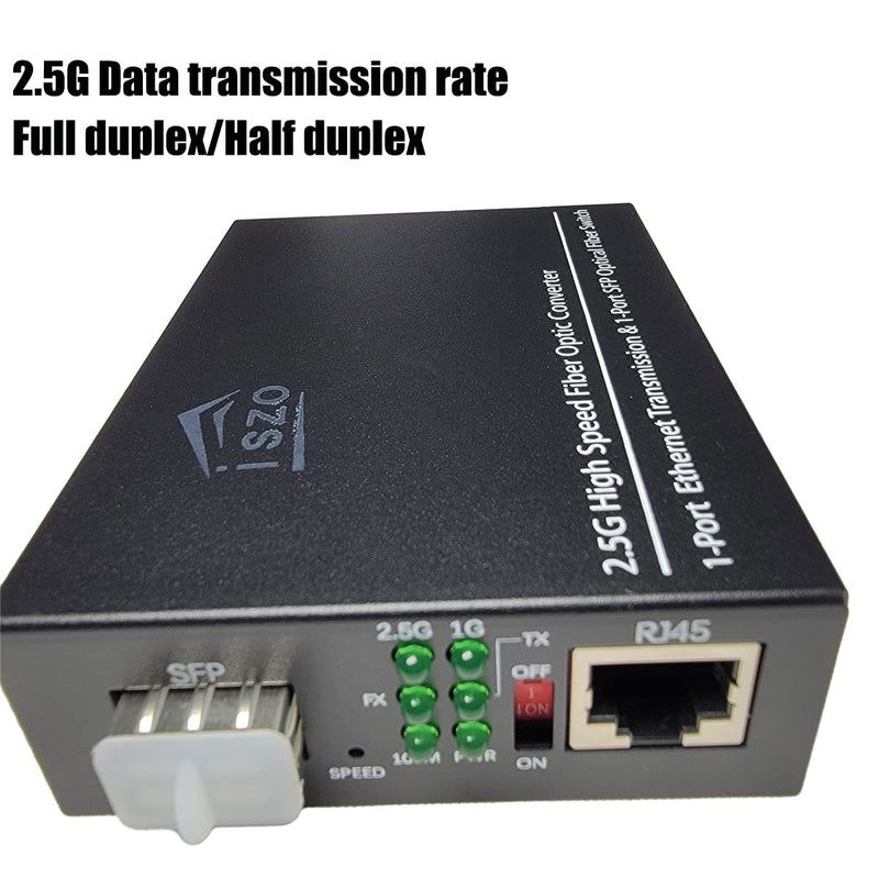 iszo 2.5G SFP Port Transceiver Media Converter,20km SM,RJ45 100M/1000M/2.5G Adaptive,Full/Half Duplex,Inside TTL Port ,Also Work 2.5G/1G GPON SFP ONU Stick Such as The 5671A and G-010S-P and More