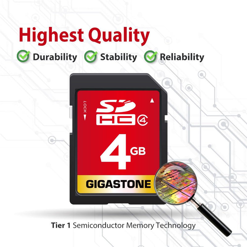 Gigastone 4GB SD Card 2 Pack SDHC Class 4 Memory Card for Photo Video Music Voice File DSLR Camera DSC Camcorder Recorder Playback PC Mac POS 2pcs in Pack (Pack of 2), with 2 Mini Cases SD 4GB 2-Pack