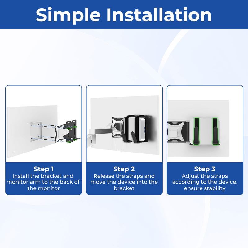 Universal Mount for Geekom Mini PC Mount, for Geekom A6, A5, ‎A8, AX8 Max,A9, IT13 Mini PC, Vesa Mount/Connect VESA Arm, Mounts on The Back of a Monitor with Screws, Black