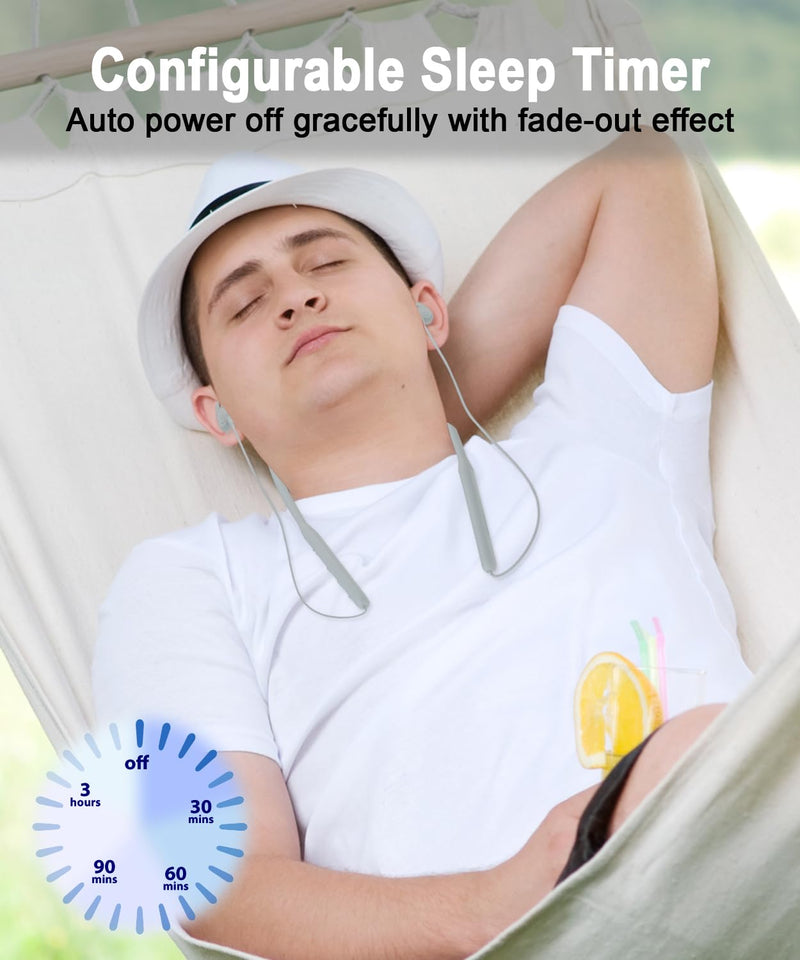 Lightweight Wireless Neckband Sleep Earbuds Side Sleeper Earpiece Superior Audio Quality 28-Hour Battery Life JY110-S2