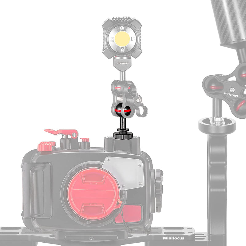 [AUSTRALIA] - MINIFOCUS 1" Ball Head Cold Shoe Base Adapter, Universal Ball Joint Bracket with Cold Shoe Base Adapter for Diving Light Underwater Camera Waterproof Housings Case Video/Flash/Strobe Hot Shoes 