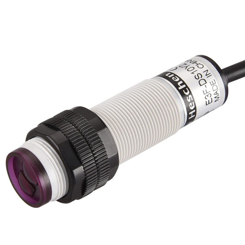 Heschen M18 Column Infrared Photoelectric Proximity Switch, Diffuse Reflection Type, E3F-DS10Y2, Detection Distance 10 cm, 90-250VAC 400mA, Normally Closed (NC), 2 Wires
