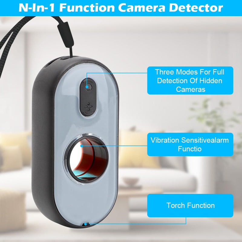 Hidden Camera Detector, 3-in-1 Bug Detector with Vibration Alarm and LED Torch, Anti-Spy Infrared Scanner, Hidden Cameras Detection, Hidden Camera Detector Anti-Spy for Hotel (Black) Black