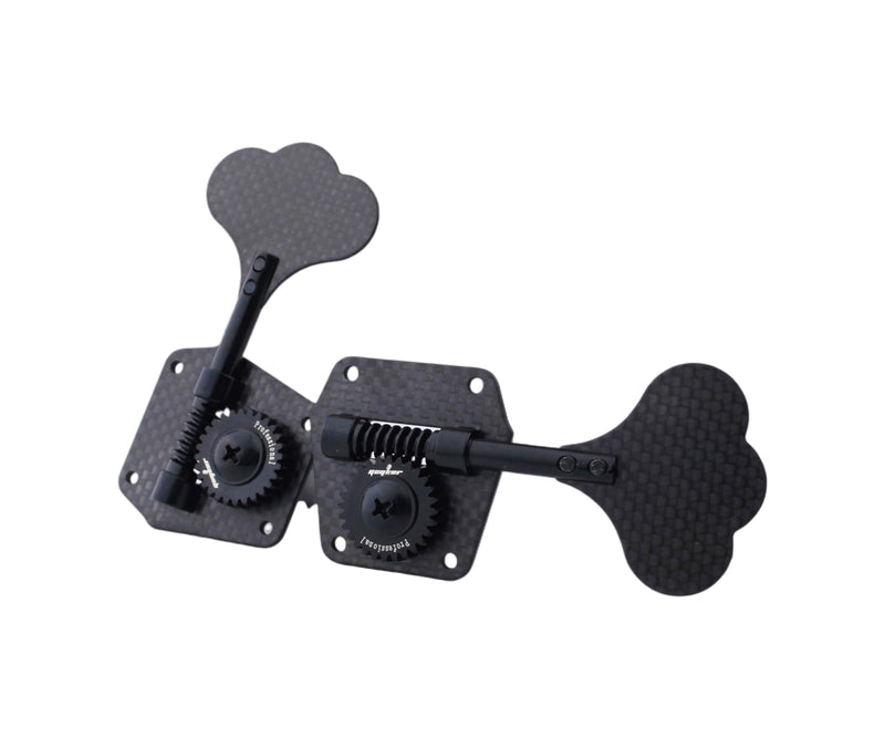 Guyker Carbon Fiber Bass Tuners (4 for Right) - 1:28 Ratio Gear Open Frame Machine Head Tuning Key Pegs Replacement for Electric Jazz Guitar Bass or Precision Instruments, Black 4 for Right