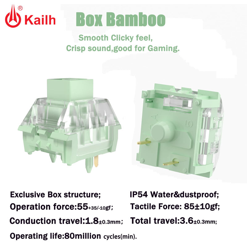 [AUSTRALIA] - Kailh Box Jade Pro+ Switches for mx Mechanical Keyboard,3-Pin 55gf/Thick Clicky/Firm Response/RGB/Crisp Sound Switches(72pcs) 72PCS Bamboo 
