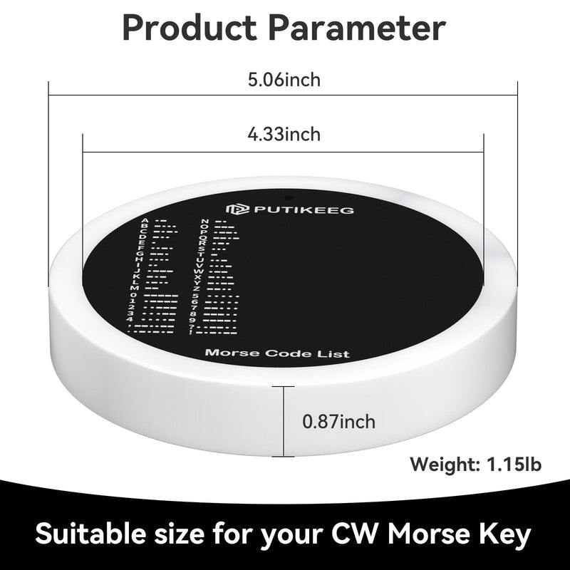PUTIKEEG Morse Code Round Table Key morse code List Learning Shortwave Radio (White) White