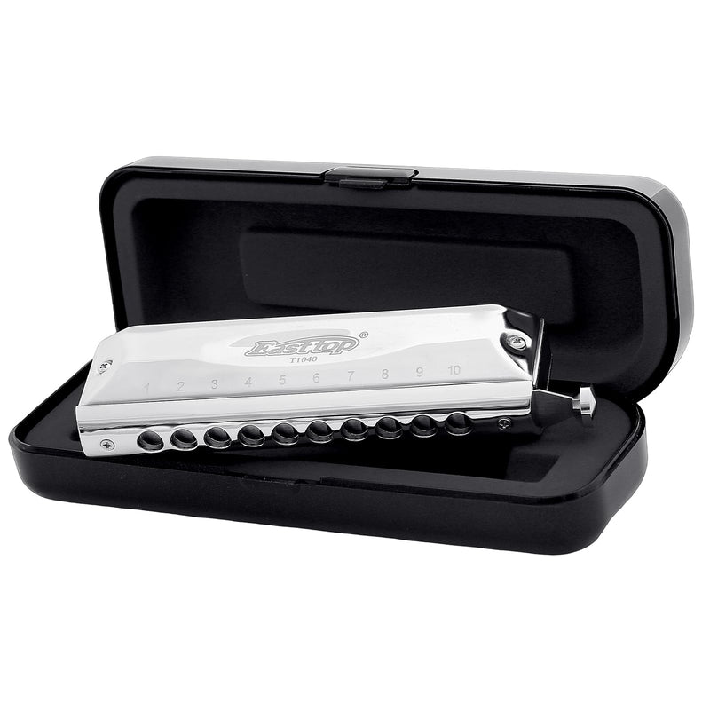 [AUSTRALIA] - Chromatic Harmonica Key of C,10 Holes 40 Tones Professional Mouth Organ with Slide for Beginners Adults, Professionals and Students by East top as a gift silver-40 