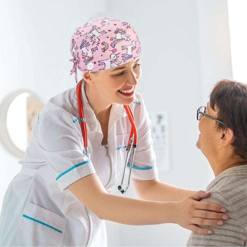 [AUSTRALIA] - EAVUYIS Nurse Caps Surgical Hood Fabric, Surgical Caps, Fabric Nurse, Accessories for Doctors, Nurse Cap, Adjustable Work Cap, Cotton Dust Cap, Cute Unisex Dust Cap pink 