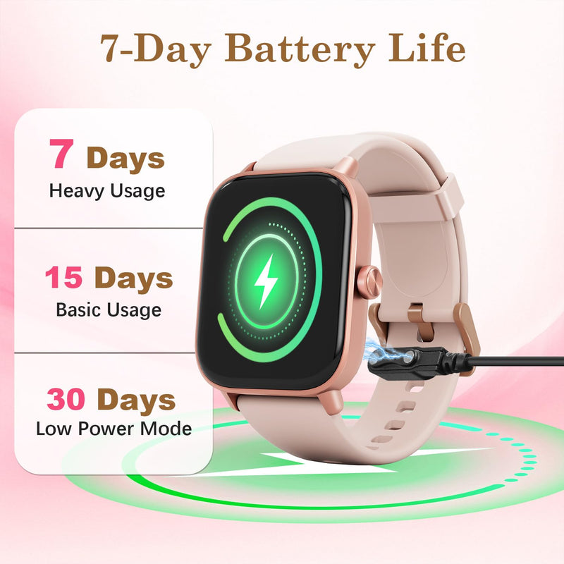 Pink Smart Watch for Women Android & iPhone, 1.83" HD Touchscreen, 24/7 Heart Rate, Sleep & Fitness Tracker, Answer/Make Calls/100+ Sports Modes/Message Reminder, IP68 Waterproof, Pedometer, 2 Bands Pink