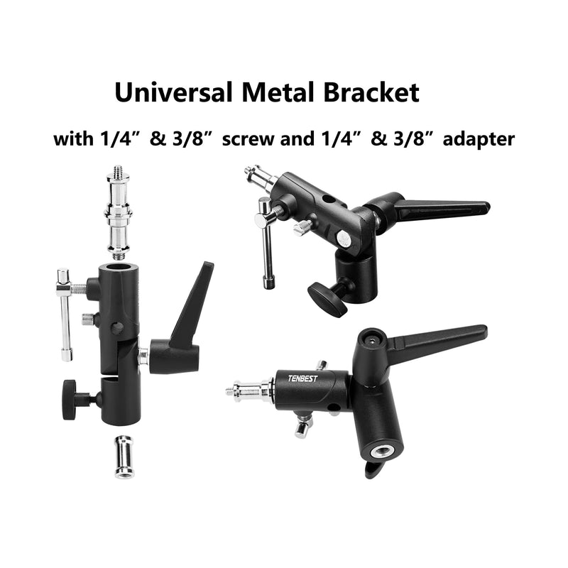 [AUSTRALIA] - Camera Flash Bracket with Cold Shoe Mount, Solid Metal Material, Adjustable Speedlite Swivel Light Stand Bracket with Umbrella Holder,1/4 to 3/8 Adapter Screw for Flashes Studio LED Lights 