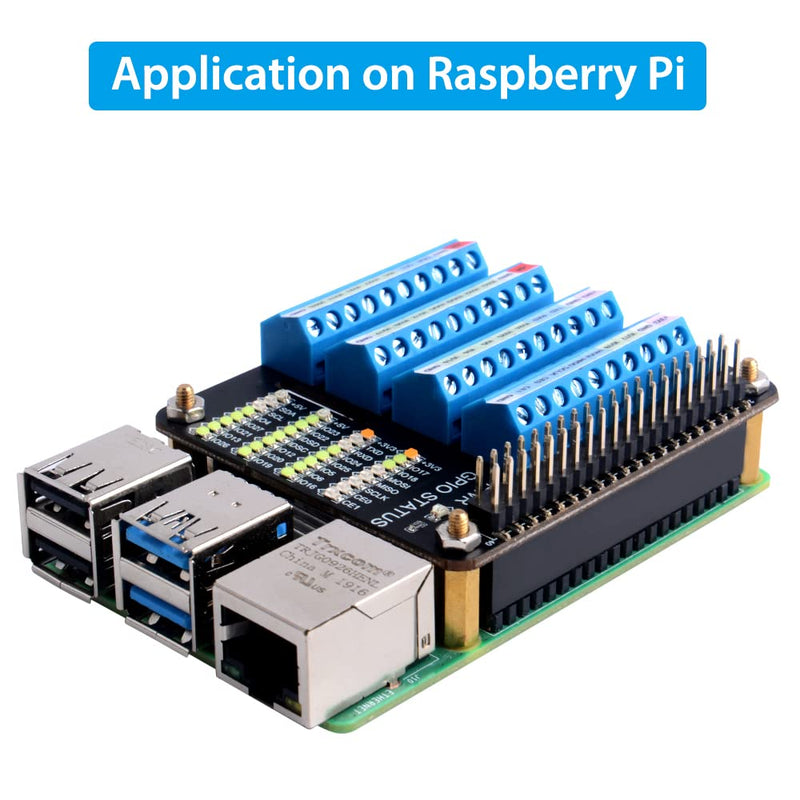 GeeekPi Raspberry Pi GPIO Screw Terminal Block Breakout Board HAT with GPIO Status LED, Raspberry Pi GPIO Expansion Board Breakout Module for Raspberry Pi 4B/3B+/3B/2B/B+/Pi Zero W/Pi Zero 2 W
