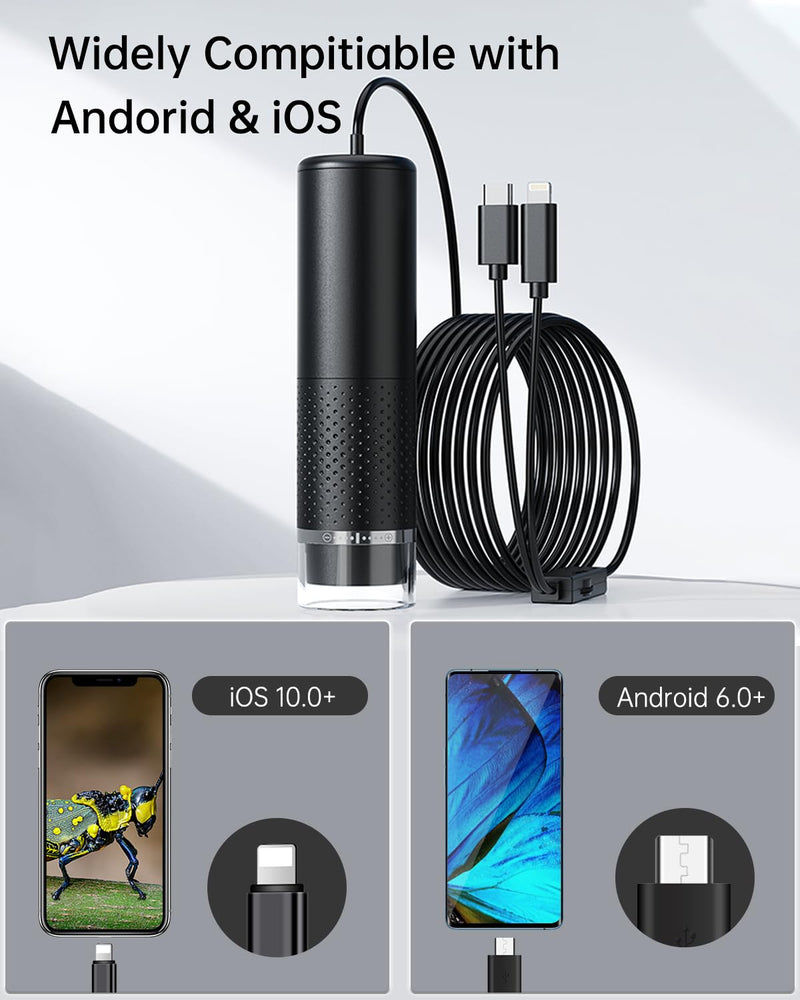 Handheld Digital Microscope Camera, Aopick 50X-500X Magnification USB Pocket Microscopes Camera for Adults Kids with 8 Adjustable LED, Coin Magnifier for iPhone, iPad, Android