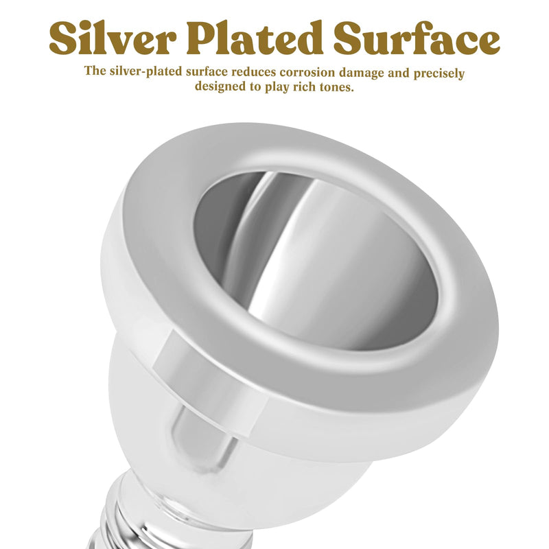 ROWELL Euphonium Mouthpiece 12 C Euphonium Mouthpiece Baritone Mouthpiece Standard Euphonium Mouthpiece Silver-Plated Euphonium Mouthpiece Professional Baritone Euphonium Replacement Mouthpiece